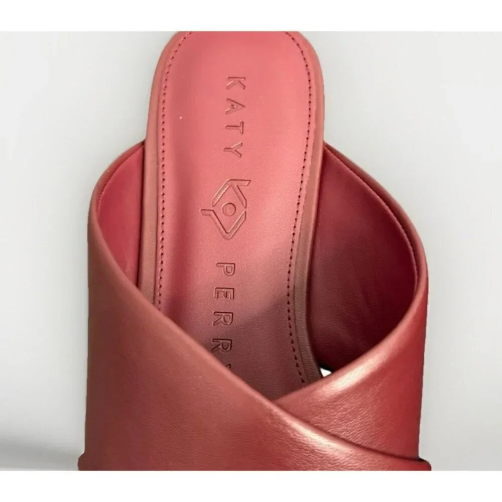 Katy Perry The Checked In Slide Sandal Softy Nappa Cranberry 8.5 NIB - Picture 4 of 7